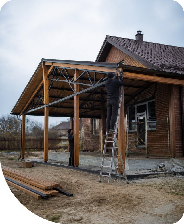 Пристройка навеса к дому и участку в Рузаевке под ключ